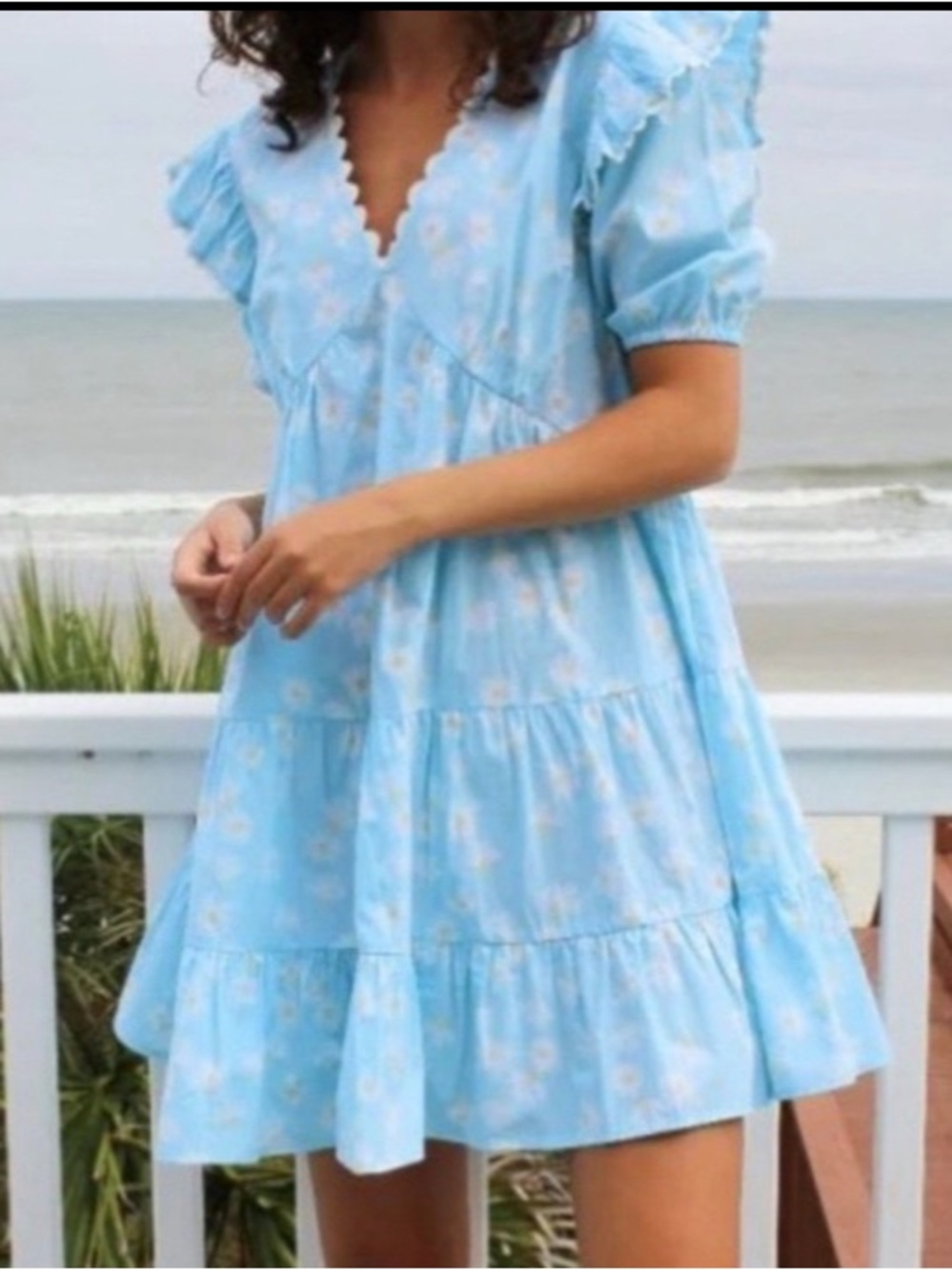 Simply Southern XXL Blue Tiered Mini Dress w/ Daisies